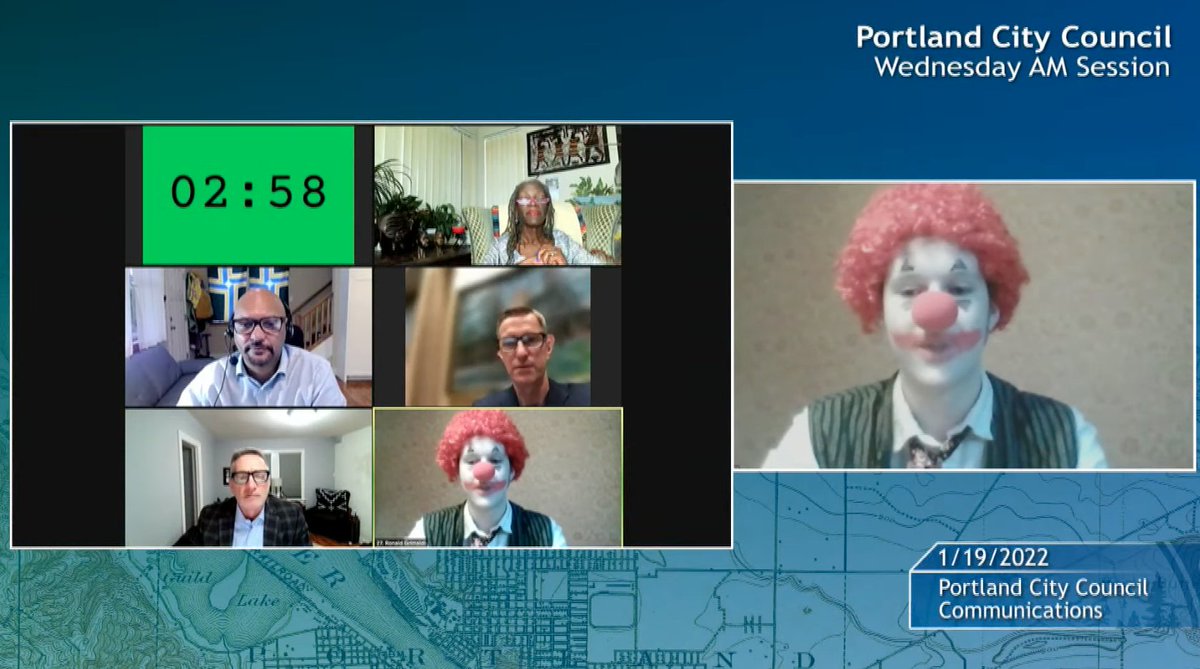 Bozo to Portland City Council:

"I, as a member of the Clowning Society of America, would like to nominate [Portland Mayor] Edward Tevis Wheeler for 'Clown Of The Year.'"