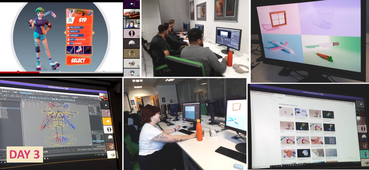 Day 3 - Production was intense! Talks from Diana David (dianadavid.net), Christopher Georgiou (vimeo.com/user98301821) and James Friggens (vimeo.com/user103700317) inspired our participants to create awesome meshes, textures, rigs, animations and motion graphics!