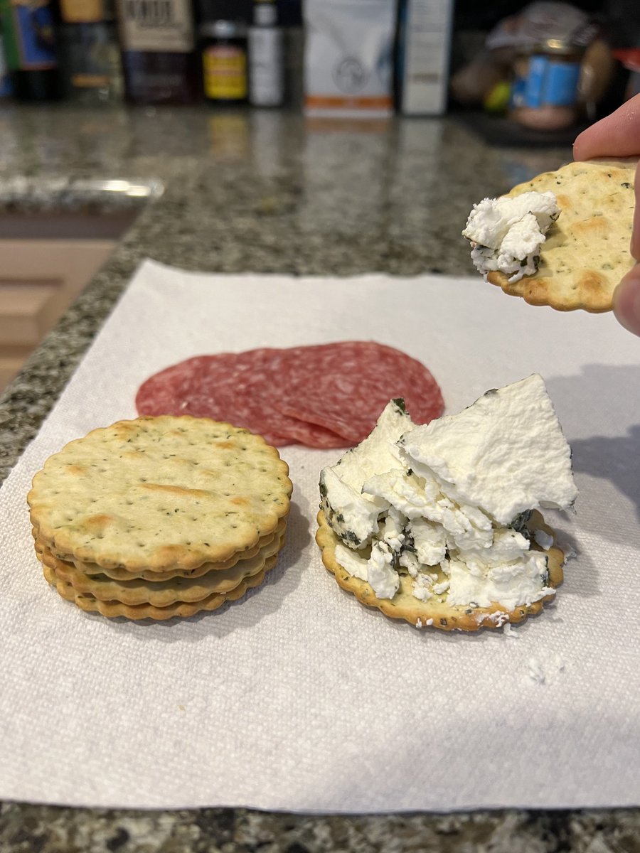 Life Pro Tip: cracker as a plate for your cheese to dip on. No dish mess.