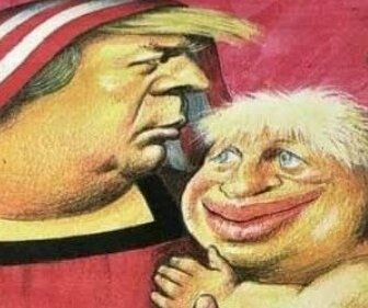 PolWriteCartoon's tweet image. Chickens coming home to roost on both sides of the Atlantic with  #TrumpisaNationalDisgrace at risk of an orange jumpsuit to match his makeup and #BorisTheLiar told 'in the name of God, go!' by former cabinet minister David Davis.