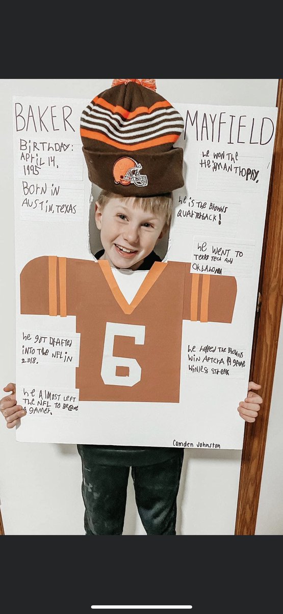 My Grandson Camden’s school project. ❤️🏈#Browns <a href="/bakermayfield/">Baker Mayfield</a> <a href="/emilywmayfield6/">Emily (Wilkinson) Mayfield</a>