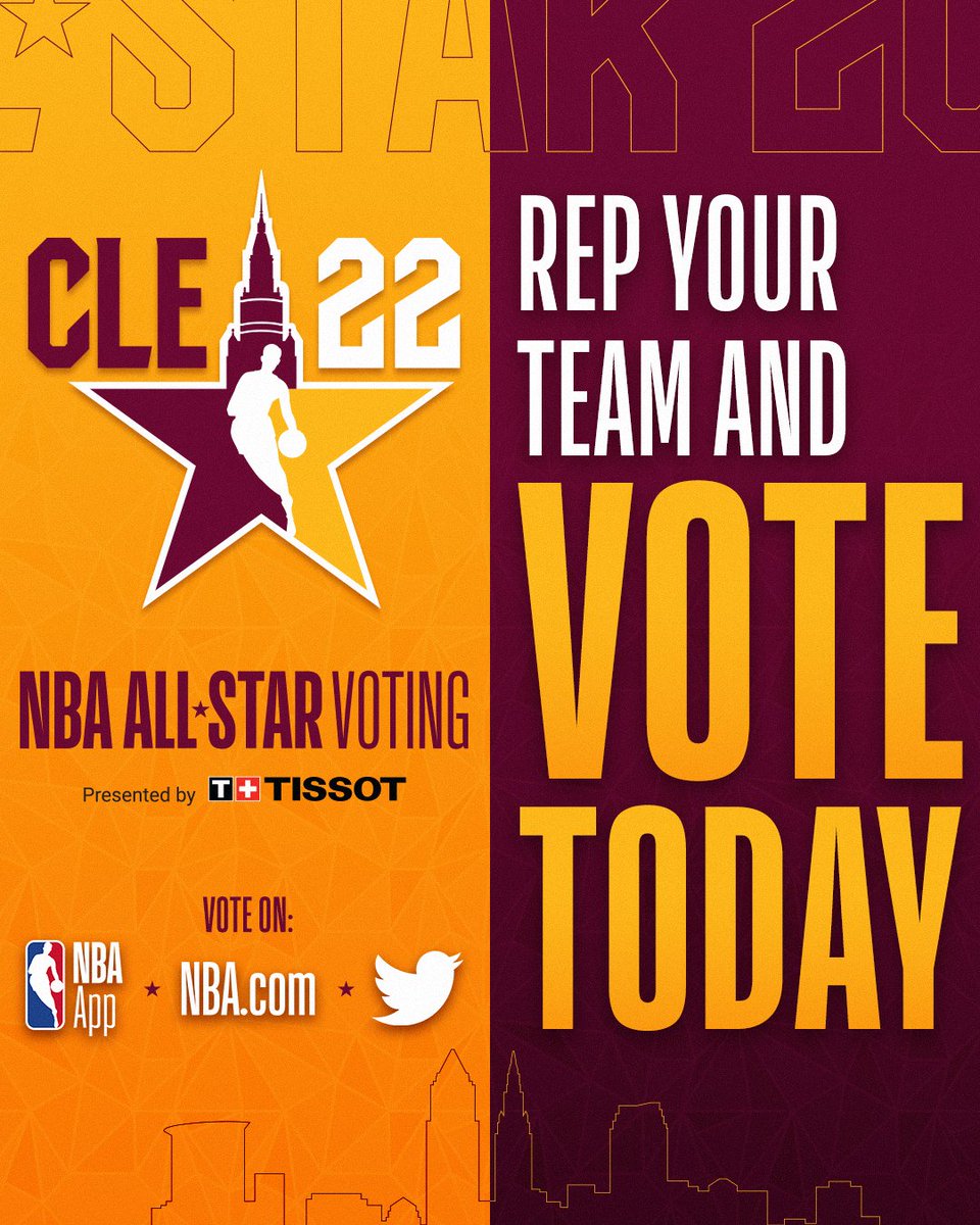 NBAAllStar's tweet photo. REP YOUR TEAM 🗳️

#NBAAllStar Voting presented by @TISSOT continues... Vote today on the NBA App, https://t.co/SPMEJoA2MJ or on Twitter using #FirstNameLastName and #NBAAllStar 

https://t.co/DaOL3VWjIa https://t.co/BojjciidIT