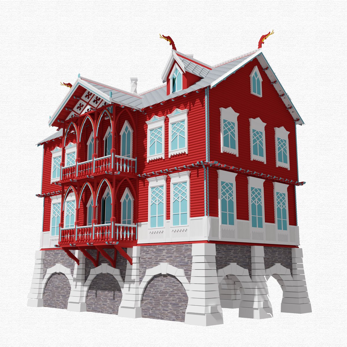 Isak_Lyngsdal's tweet photo. Villa Dragøy is a large family home that can be adapted to either a plot in the country or as a townhouse. The house is inspired by the works of Balthazar Lange, one of the foremost architects to design in the Norwegian Romantic Dragon Style. #architecture #Norway #dragestil https://t.co/rDXgjMl5FH