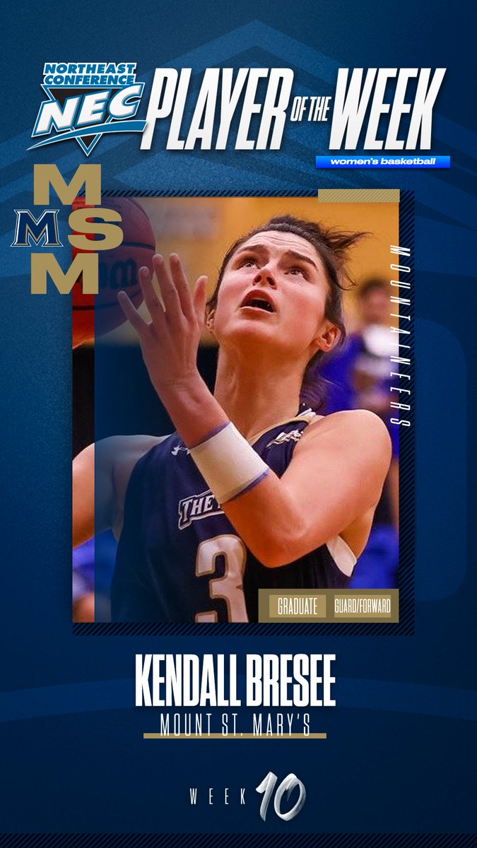 NECsports's tweet photo. 🏅#NECWBB Player of the Week 🏅
👉Kendall Bresee, @MountAthletics
🗒️Bresee led the Mountaineers in a 2-0 week. The graduate averaged a double-double last week on 23.0 ppg and 10.0 rpg. Bresee has also notched a double-double in 3 of the last 4 games. https://t.co/cVJmOP0rf0