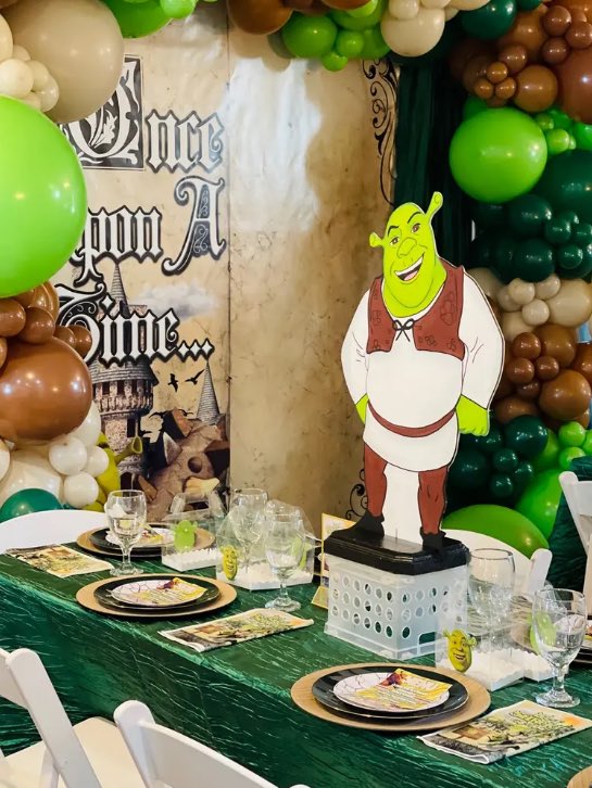 Your Chair Covers on X: ”These tablecloths went so well with my Shrek theme.  The delivery was awesome!” #customerreview  / X