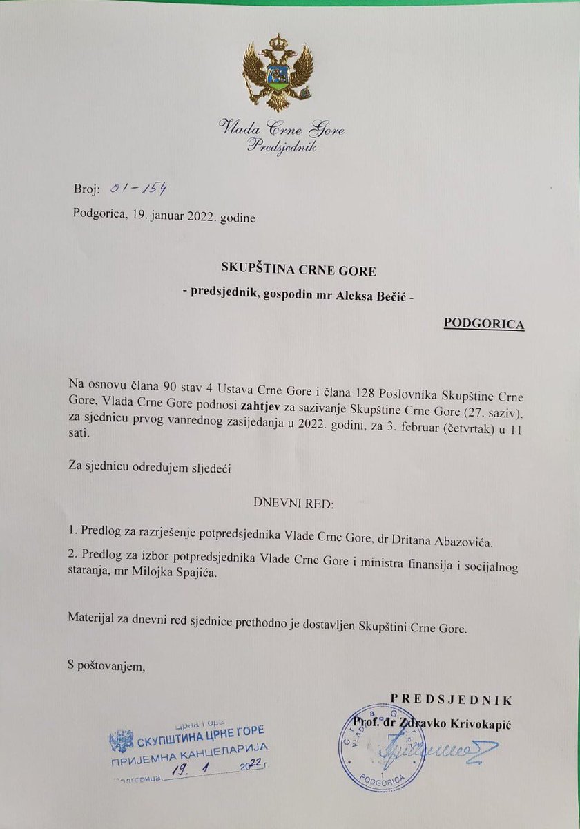 Zdravko Krivokapić tweet media