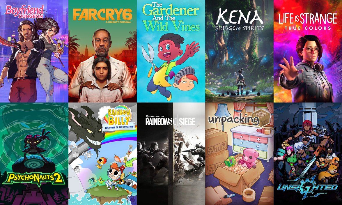 glaad's tweet photo. Congratulations @KitfoxGames, @UbisoftToronto, @finitereflect, @emberlab, @DeckNineGames, @DoubleFine, @WeAreManaVoid, @UbisoftMTL, @witchbeamgames, @StudioPixelPunk on your #GLAADawards nominations! https://t.co/grHMTZhO4F https://t.co/uzZO6hjG24