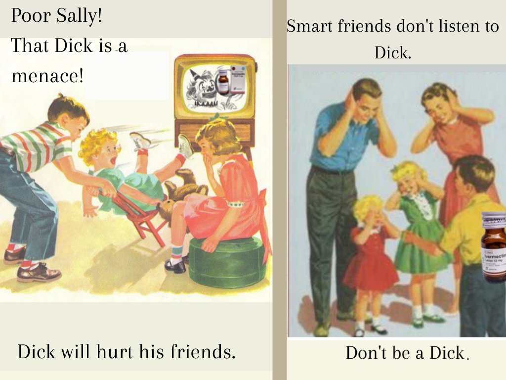 BWhistletown's tweet image. Has playing doctor ever lead to anything good? Let's ask #DickAndJane #playDoctor #Ivermectin #urinetherapy