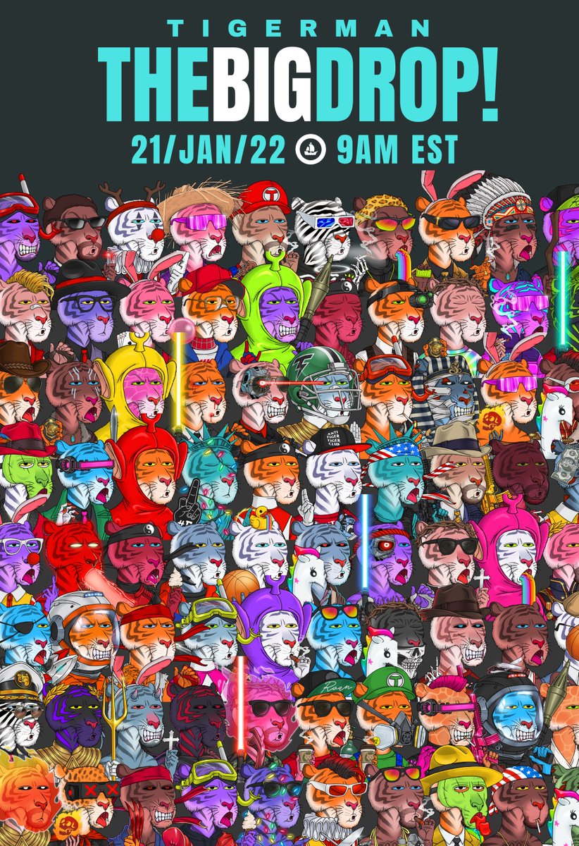 Here's a little sneak peak of the tigers I've been hand drawing for the Biggest Tigerman drop yet..

Community voted White heavy check mark

Dropping this Friday January 21st 2022 - 9AM EST

100 limited hand drawn TigermanNFTs ✏

#nfts #NFTCommunity #nftdrop