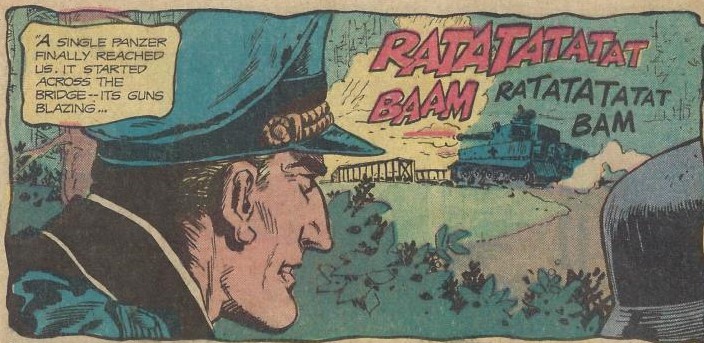 SoundsWar's tweet photo. A single panzer finally reached us.  It started across the bridge...its guns blazing...

RATATATATAT
BAAM
Ratatatatat
Bam

#WW2 #WWII #comics https://t.co/D7Fsg1C9Ns