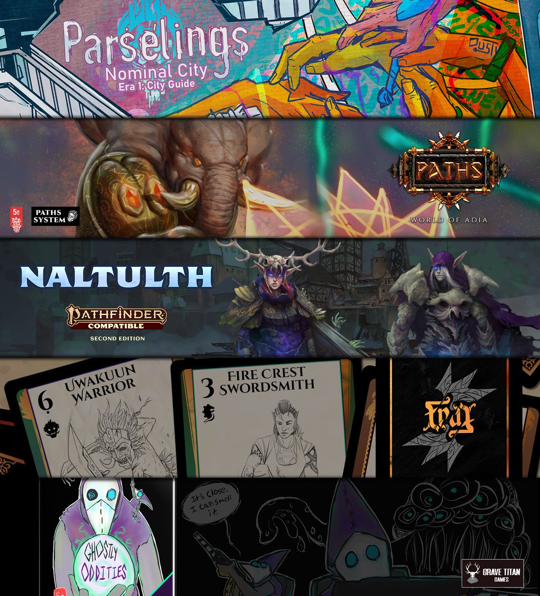 SmunchyGames's tweet photo. We have a lot that we're bringing to the table in 2022. New games, expansions, settings, and sets. We're so excited to share all of this with you and more! @GraveTitanGames @PathsRPG @parselings #ttrpg #rpg #dnd5e #DnD #pathsrpg #pathfinder2e #TTRPGs #ttrpgfamily https://t.co/vcaxMV623L
