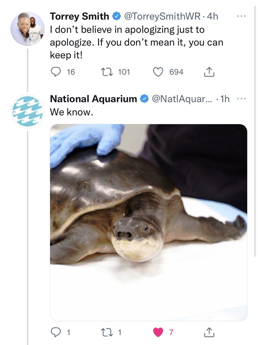 jennyofohio's tweet photo. The @NatlAquarium is out here playing chess, not checkers and I’m here for it. @TorreySmithWR #TeamFunzo https://t.co/9dgkGoxuU1