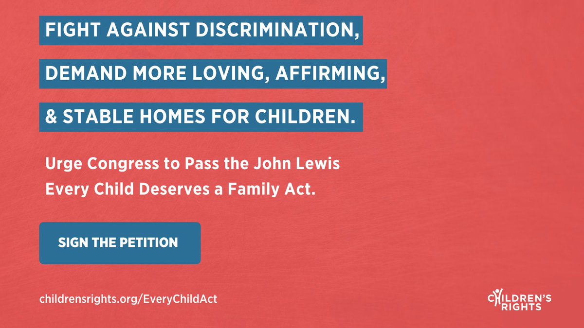 11 states have laws allowing child welfare agencies to turn away qualified prospective parents just because they are LGBTQ+, single, or belong to a religious minority. Demand action—starting with the John Lewis #EveryChild Deserves a Family Act. 
📢 rebrand.ly/EveryChildAct_…