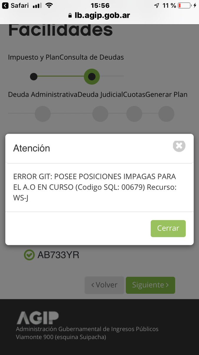 ribehrens's tweet photo. @AGIP_BA No se puede entrar en el plan de facilidades. Tengo@los@ultimos tres meses pagos e igual@me kmpude hacer el plan. Sale esto👇 https://t.co/oClfvigKR7