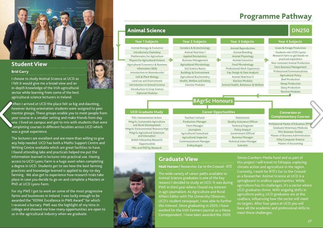 bridgarry2's tweet photo. I am delighted to be featured in the Agriculture, Food Science and Human Nutrition - UCD 2022 Entry prospectus where I share my experience of my time in UCD while completing my Animal Science Degree. @ucdagfood https://t.co/SyAD21CAHJ