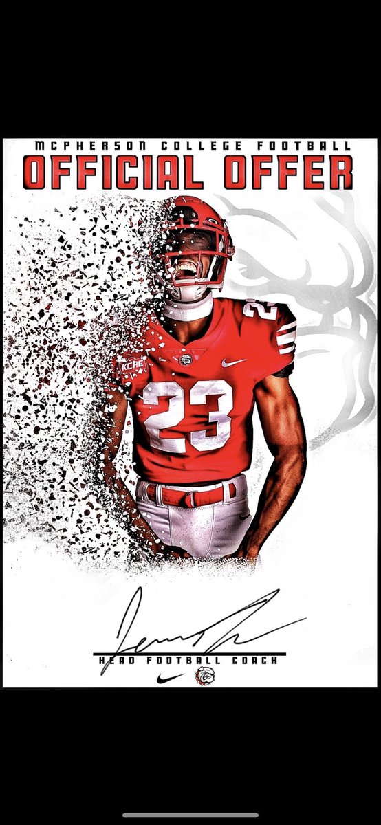 #AGTG I am blessed to receive my first offer from <a href="/MACBulldogsFB/">McPherson Football</a> @CoachBeau_MC <a href="/CoachJFisc/">Coach Fiscus</a>