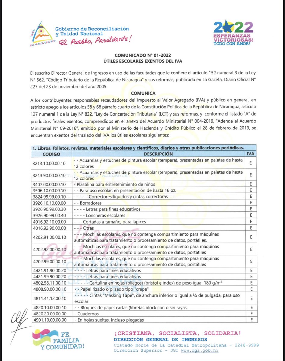 FloryCantoX's tweet photo. ⚠️ IMPORTANTE 📚

Debido a que el regreso a clases está a la vuelta de la esquina, y en pro del cuido de la economía y cumplimento de las leyes de #Nicaragua, la DGI saco la lista referida a la exención de impuestos de libros y útiles escolares. https://t.co/iPGtZ2LpQk