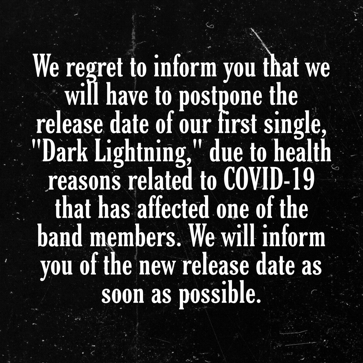 StarcaptorBand's tweet photo. Announcement: 'Dark Lightning' Release Date Postponed.

#HardRock #Rock #Starcaptor #NewMusic #Release https://t.co/xZcla8Nxxf
