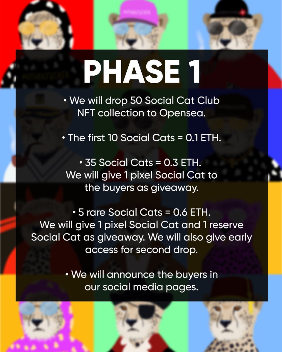 dcreatorsnft's tweet photo. 📍As Design Creators team, we would like to share our first roadmap for ‘Social Cat Club’ collection. 🐯🐯🐯

#nft #nfts #opensea #nftart #nftartist #nftartwork #nftcommunity #nftcollector #nftcollection #nft #digitalart #nftartgallery #openseanft #nftmarketplace #nftgram #eth https://t.co/qk7P2FPv30