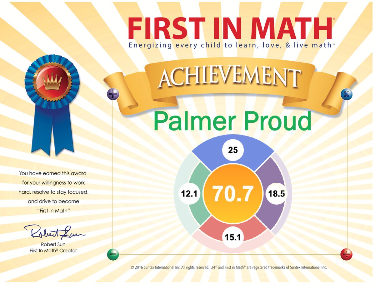Congratulations to our <a href="/EASDPalmer/">Palmer Elementary School</a>  Panther's for reaching 70 on our <a href="/FirstInMath/">First In Math</a>  Goals Index before the end of January!  Let's see how quickly we can get to 80!! #firstinmath #palmerproud <a href="/RobertSun24/">Robert Sun</a> <a href="/EastonAreaSD/">Easton Area SD</a>
