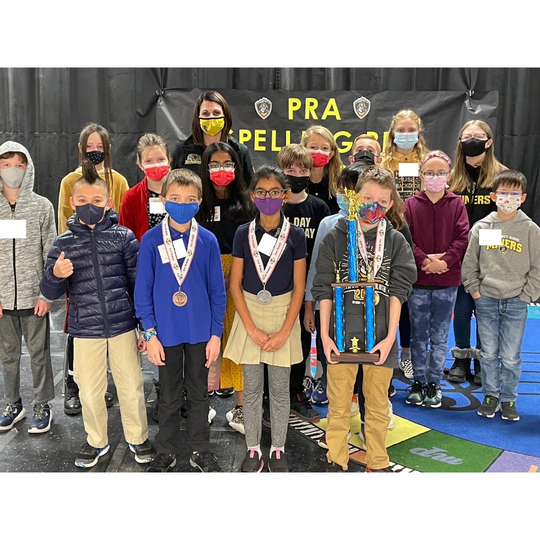 PRA_Miners's tweet photo. Congratulations to our #praelementary spelling bee winners! 

1) Colin G
2) Niha R
3) Jack J

Colin and Niha move on to the next step in the district spelling bee. Good luck! #gominers https://t.co/nzRxNUmecF