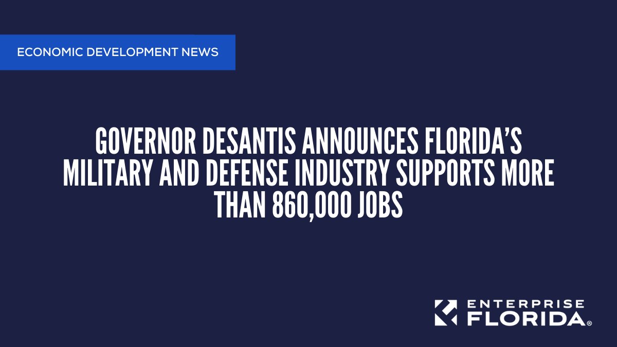 SelectFLA's tweet photo. Under the leadership of @GovRonDeSantis, Florida continues to stand strong as leader in the military and defense industry. 

Today, the Governor announced Florida's military and defense industry supported more than 860,000 jobs in 2020. Read more: https://t.co/j4109gT50P https://t.co/6ChhR6HXT4