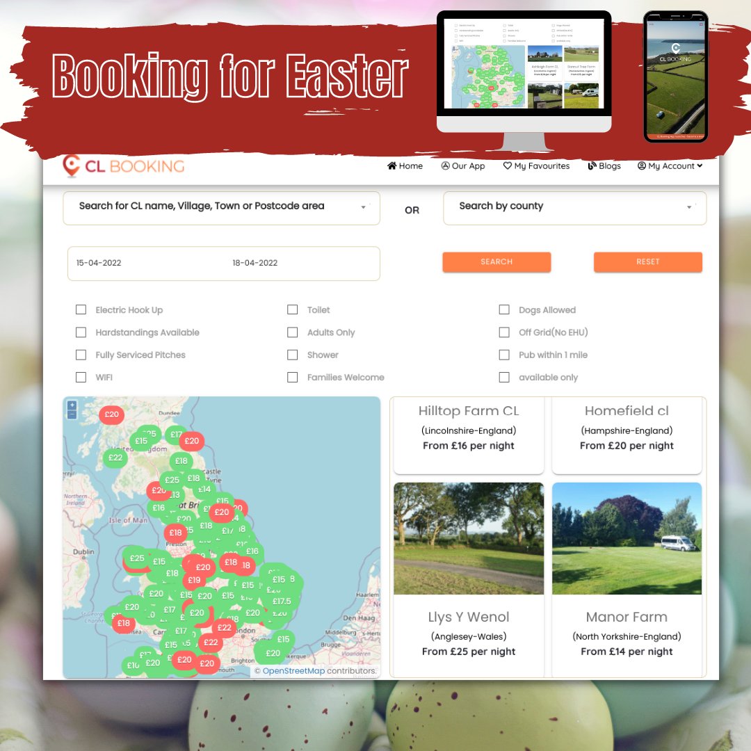 Have you booked your 5-van site for Easter yet?  Lots to choose from at clbooking.co.uk or download the App &amp; make your enquiry with the site. <a href="/candmclub/">Caravan and Motorhome Club</a> #touring #caravan #motorhome #campervan #easter