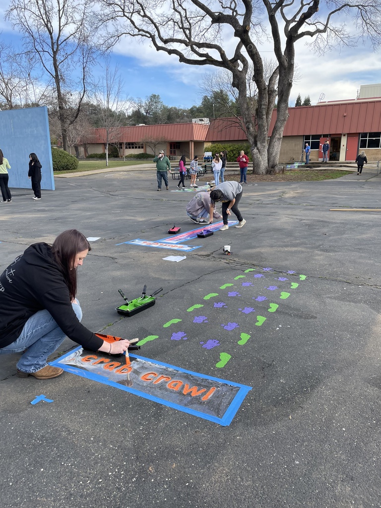The Rotary Club of Oroville and the Interact club of Las Plumas High School spent Saturday painting Social Emotional Awareness patterns and activities on the playground at Ophir Elementary.
The project was headed by teacher Laura Marciniak.  Ophir appreciates all of great work!