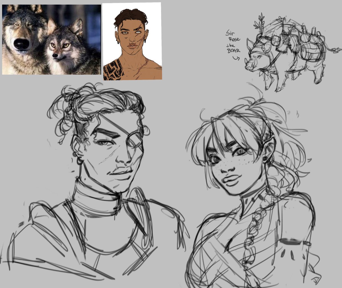 Did a rough sketch of mine (right) and joana's (left) elder scrolls characters 