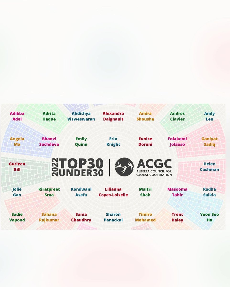 I’m so thrilled to share that I’ve been awarded Alberta’s Top 30 Under 30 by the Alberta Council for Global Cooperation. To join this cohort of change makers at the age of 22 in 2022 is an incredible and immense privilege! Alhamdulillah #2022Top30 #ACGCTop30 #IDW2022
