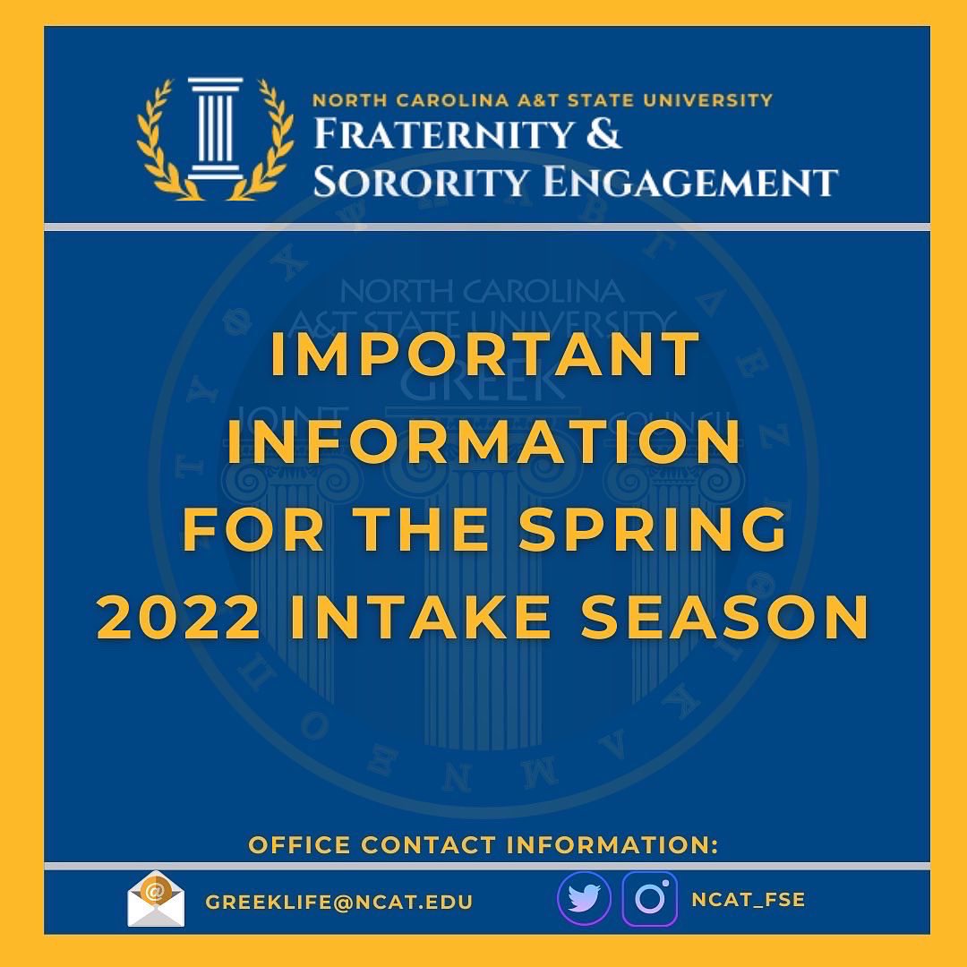 NCAT_FSE's tweet photo. As we prepare for The Spring 2022 Intake Season, please review the UPDATED University Intake Requirements &amp; Guidelines. Please read carefully. Stay tuned…more information regarding Spring 2022 Intake forthcoming at the end of the month! #NCAT https://t.co/JDKAd3WoCG