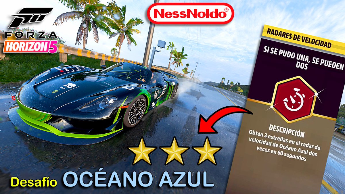 NessNoldo's tweet photo. Mirá cómo completar el #desafío de #Radares de #Velocidad: "Si se pudo una, se pueden dos". Obtén 3 #estrellas en #Océano Azul dos veces en menos de 60 segundos.

🎮https://t.co/DL6xspyDo6🏆

#ForzaHorizon5 #nessnoldo #challenge #RADAR https://t.co/gs5j7QsVgl
