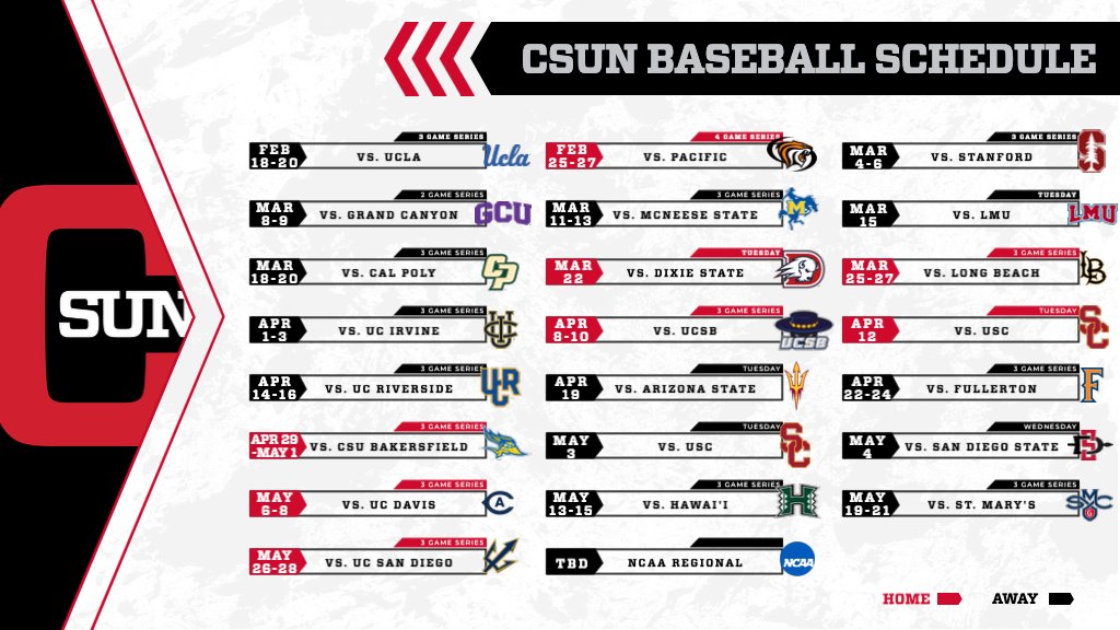CSUNBaseball's tweet photo. ICYMI Here is a look at our schedule this year! https://t.co/KMx03pIQd0