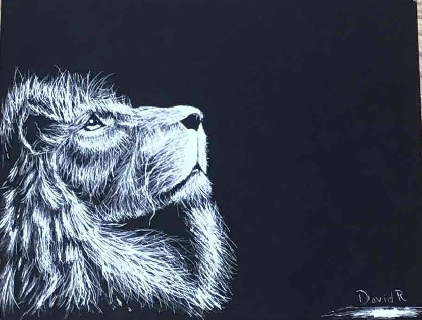 High school students in Art I Foundations showed their understanding of line, texture, and value in these scratchboard drawings. Way to go Lily, Hudson, Katie, and David! #goodhueschool #highschoolart