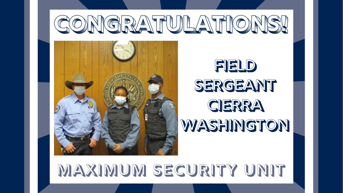 ADCPIO's tweet photo. Congratulations from the #ARDOCFamily to Field Sergeant Cierra Washington of the Maximum Security Unit on her recent promotion!
#Congratulations #MaxUnit #Promotion https://t.co/3aOCUj6ll4