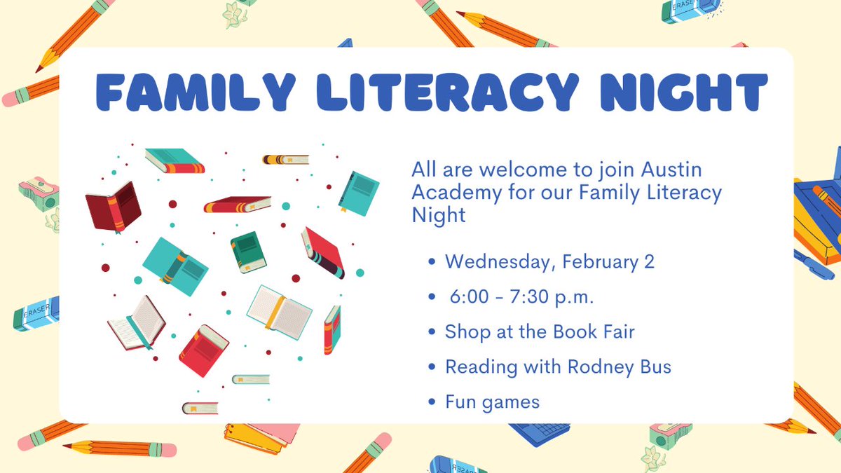 AA_Eagles's tweet photo. We love to read here at AAE! Join us for a night celebrating literacy on February 2, 2022! #ItsBookFairTime @Jharrisreads @GISDREADS @Hillside_Eagles @KA_Knights @WGA_Leopards https://t.co/1UIOk4X5WT