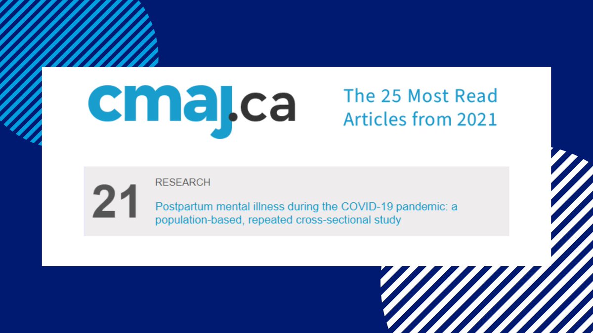 ICES study listed as #21 in <a href="/CMAJ/">CMAJ</a>'s 25 Most Read Articles from 2021. Congratulations to lead author <a href="/simonevigod/">Simone Vigod</a>! Check out the full list here: bit.ly/33SGWOE #healthcare #COVID19