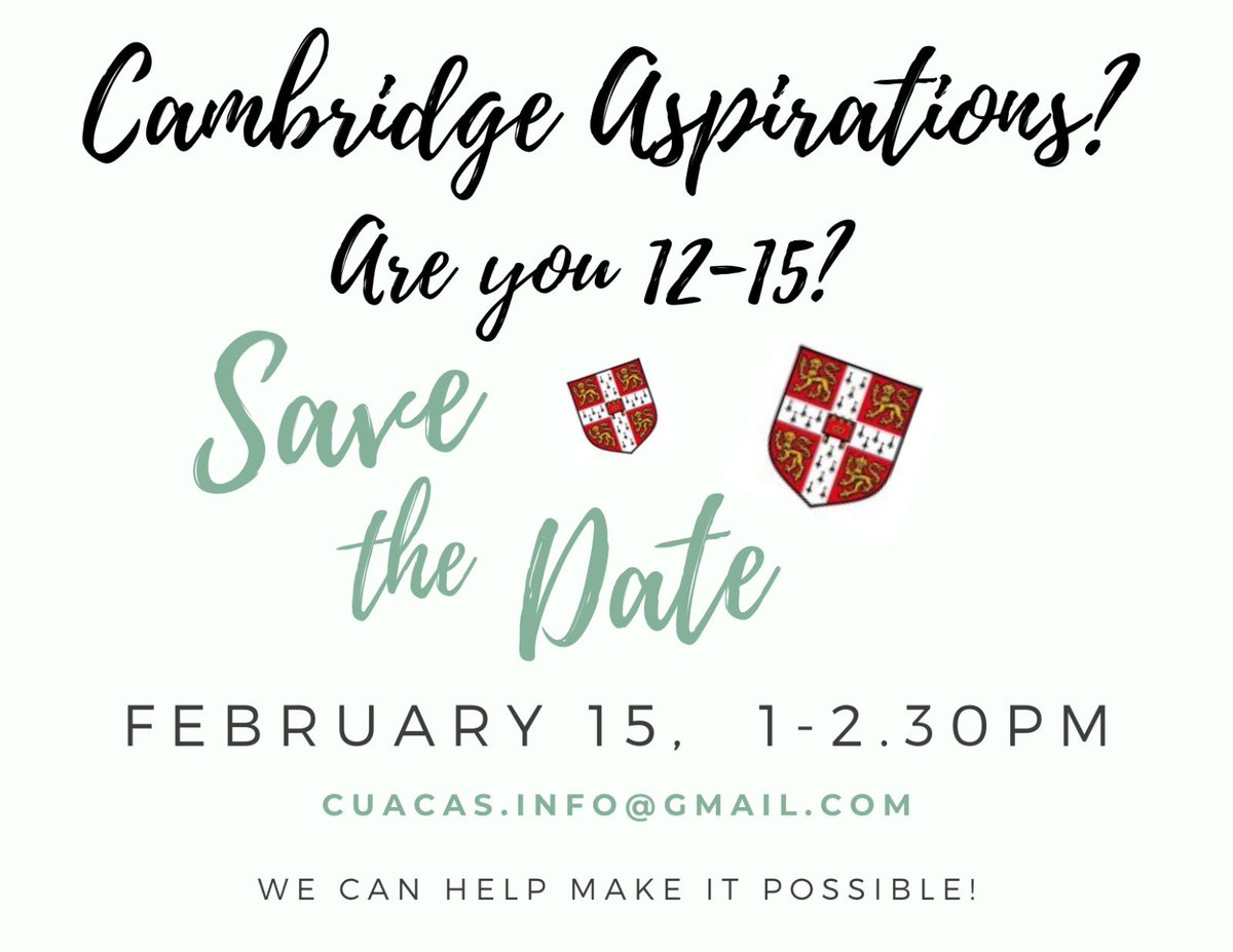 cuacalumni's tweet photo. Ever thought about an @Cambridge_Uni? Ever wanted to know what it might like? It’s less daunting if you start preparing earlier…we’ll show you how. 

#education #cambridge #university https://t.co/cwYuFz88Tw