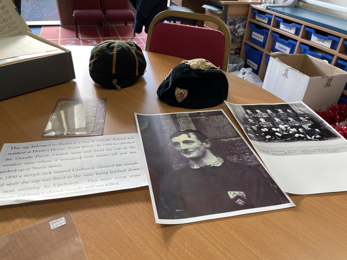LaxtonJunior's tweet photo. We looked closely at the items from @OundleArchive to learn more about our local history during Victorian times. Uniform, letters, articles, photographs and more were so interesting to explore! We asked great questions, too! #WeAreLJS #Opportunity #LoveofLearning https://t.co/A6inZRCjpJ