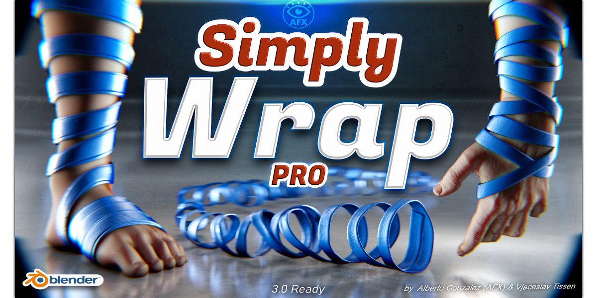 superhivemarket's tweet photo. With the new innovative Blender add-on "Simply Wrap Pro" you can create a wrapped mesh/ curve around an object or character in seconds. With Pro you will get a starter set with wrapping objects, loops and materials to start with. https://t.co/TJRs0hxhEM https://t.co/poEbDm3jim