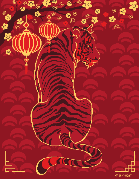 SanyoCat's tweet photo. #pixelart #yearofthetiger A piece to celebrate the New Lunar Year! 🐯 https://t.co/ZRO7SRuBHN