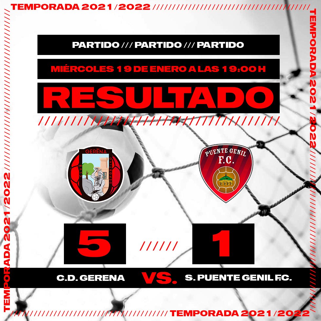 🔴¡FINAL!⚫️

🔚 Termina el encuentro entre el C.D. Gerena y el S. Puente Genil F.C.

🤩 El <a href="/salermpg/">Salerm Puente Genil F.C.</a> empezó marcando y posteriormente el club rojinegro terminó remontando con un abultado resultado.

💪🏼 ¡Seguimos!

#CDGerena #Gerena #EsfuerzoYSacrificio #JuntosSomosMasFuertes