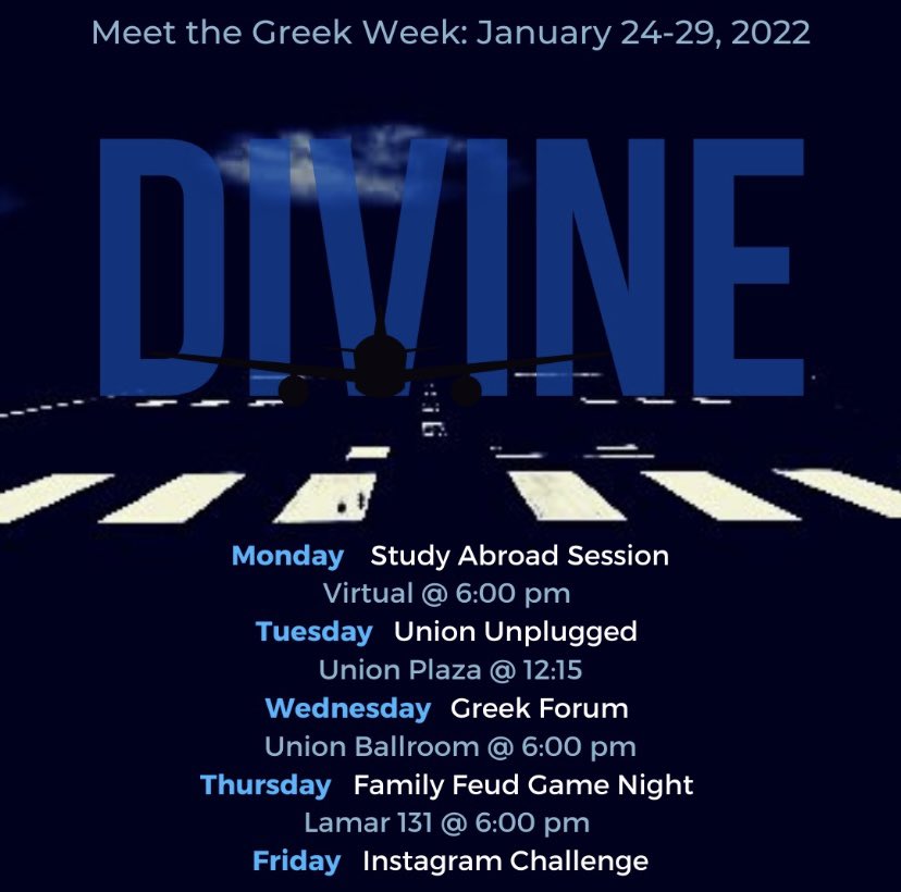 Join us next week for meet the Greek Week! We hope to see you there!! 🥳
