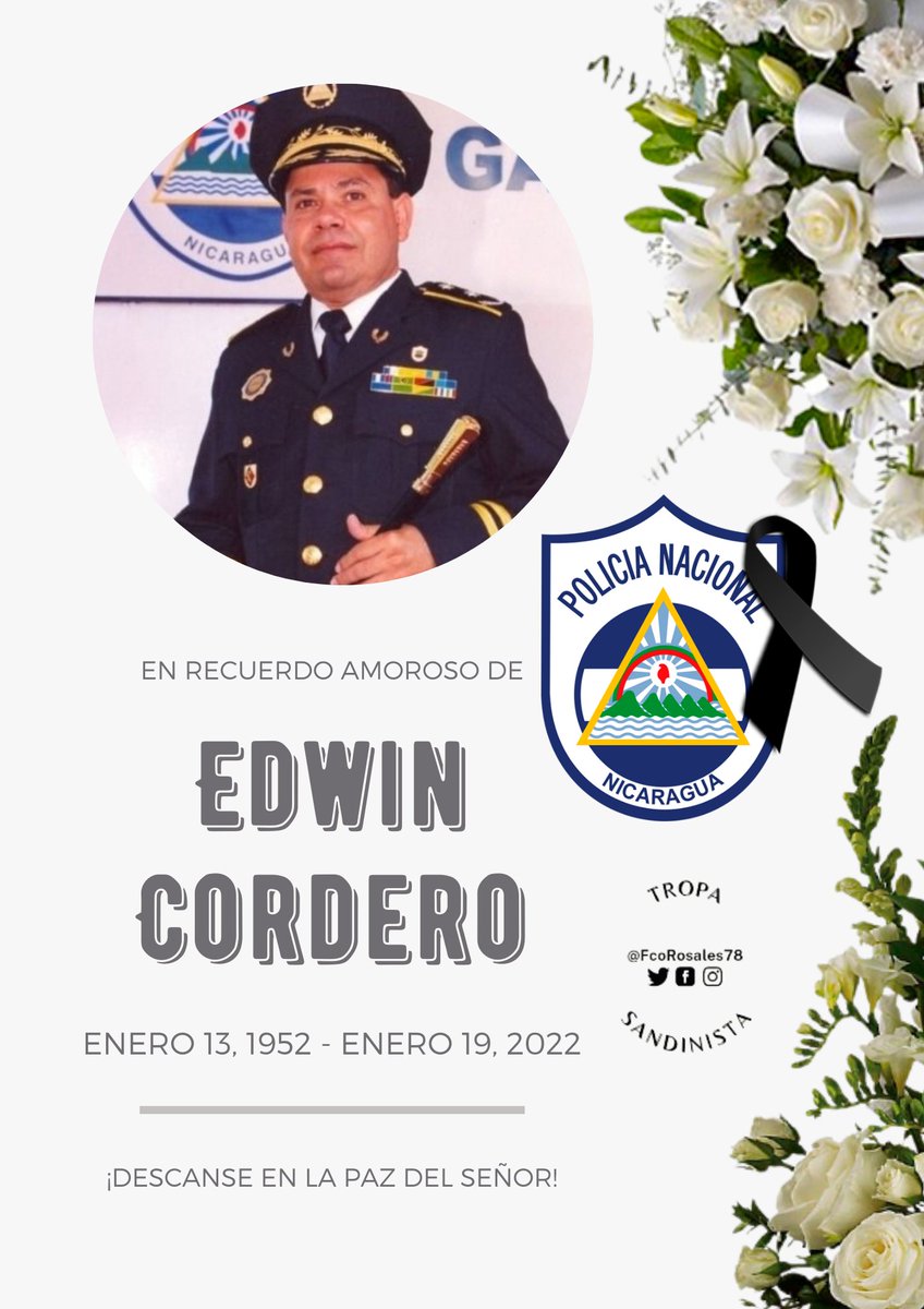 Desde la familia de #TropaSandinista nos sumamos al dolor de la Familia Cordero Ardila asi como de los compañeros de nuestra Policia Nacional👮‍♂️👮‍♀️ 

@vppolicial <a href="/Amanecerabz/">#TodosSomosDaniel🇳🇮Amanecerabz</a> <a href="/superfrog89/">S̲u̲p̲e̲r̲f̲r̲o̲g̲8̲9̲</a> <a href="/Xochilt1270/">#TodosSomosDaniel🇳🇮NicaSandinista</a> @Romulofsln <a href="/samcarrion18/">𝐒𝐚𝐦𝐚𝐧𝐭𝐡𝐚 𝐂𝐚𝐫𝐫𝐢ó𝐧❤️🖤 🇳🇮</a> <a href="/NicaSoberana/">Tania la nica soberana</a> <a href="/Martha_Elena16/">🅼🅰🆁🆃🅸🅽🅰 ♥🖤 🐲 🇳🇮</a> @BrownSugarNic <a href="/Uva22/">𝑼𝒗𝒊𝒕𝒂</a>