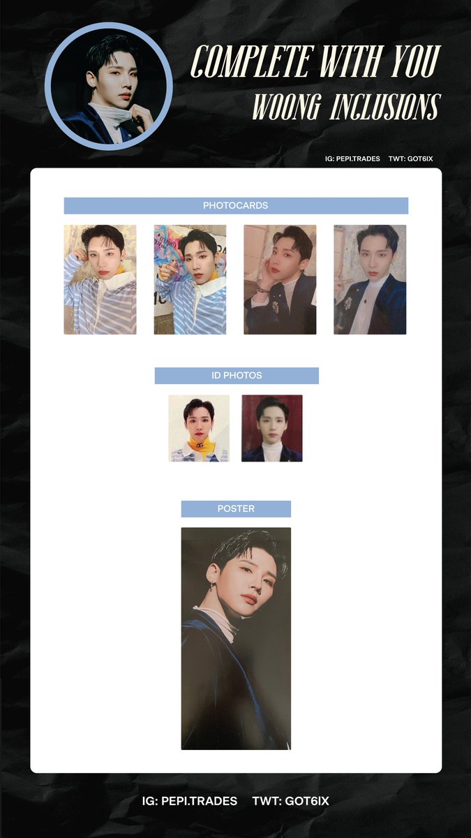 GOT6lX's tweet photo. Complete With You 
💐member photocard + random inclusions template
poster pictures from @/Rose_991102 

complete!

フォトカードリスト
포카 리스트
#AB6IX #에이비식스 #전웅 #김동현 #박우진 #이대휘 #COMPLETE_WITH_YOU https://t.co/8T2hCoiM0N