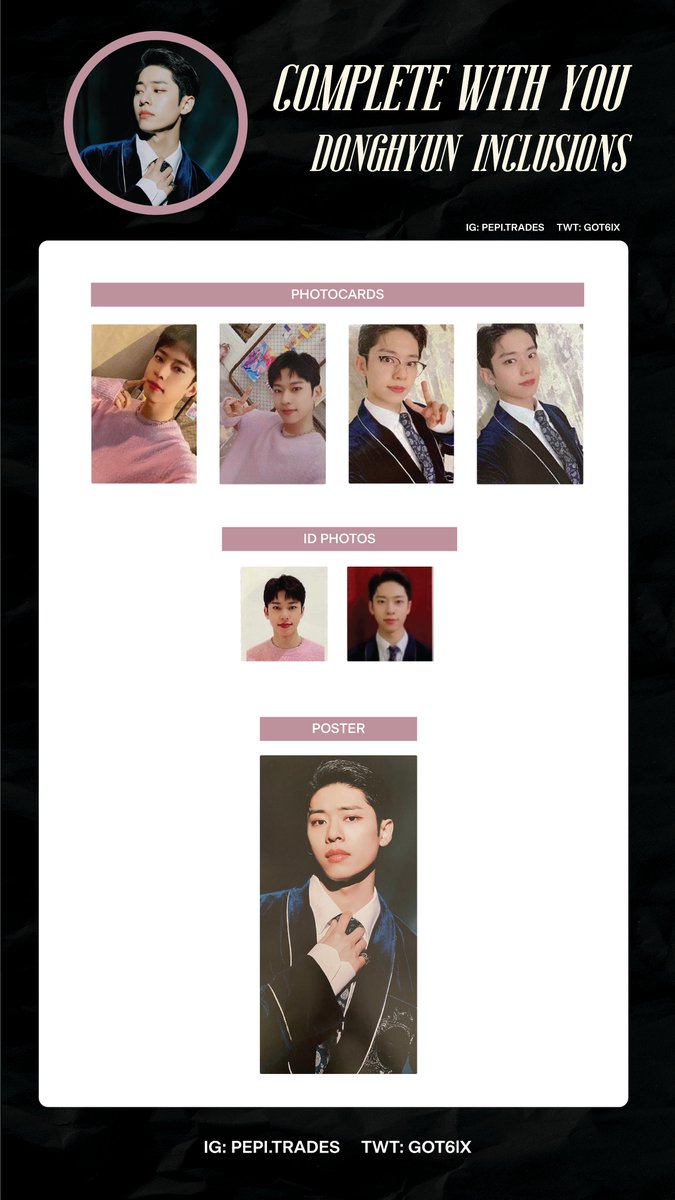 GOT6lX's tweet photo. Complete With You 
💐member photocard + random inclusions template
poster pictures from @/Rose_991102 

complete!

フォトカードリスト
포카 리스트
#AB6IX #에이비식스 #전웅 #김동현 #박우진 #이대휘 #COMPLETE_WITH_YOU https://t.co/8T2hCoiM0N