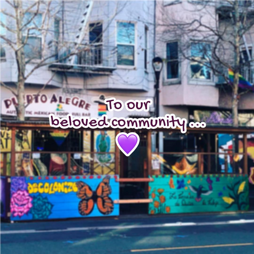 PuertoAlegreSF's tweet photo. We thank every single one of you for your support and kind words 🤗. Due to the current Covid situation, our restaurant will be open on Friday, Saturday, and Sunday this week. (Jan 21th - 23th).

See you very soon, stay safe! 🙏💜

#weekendmotivation  #themissionscommunity https://t.co/yffzSqVfHA
