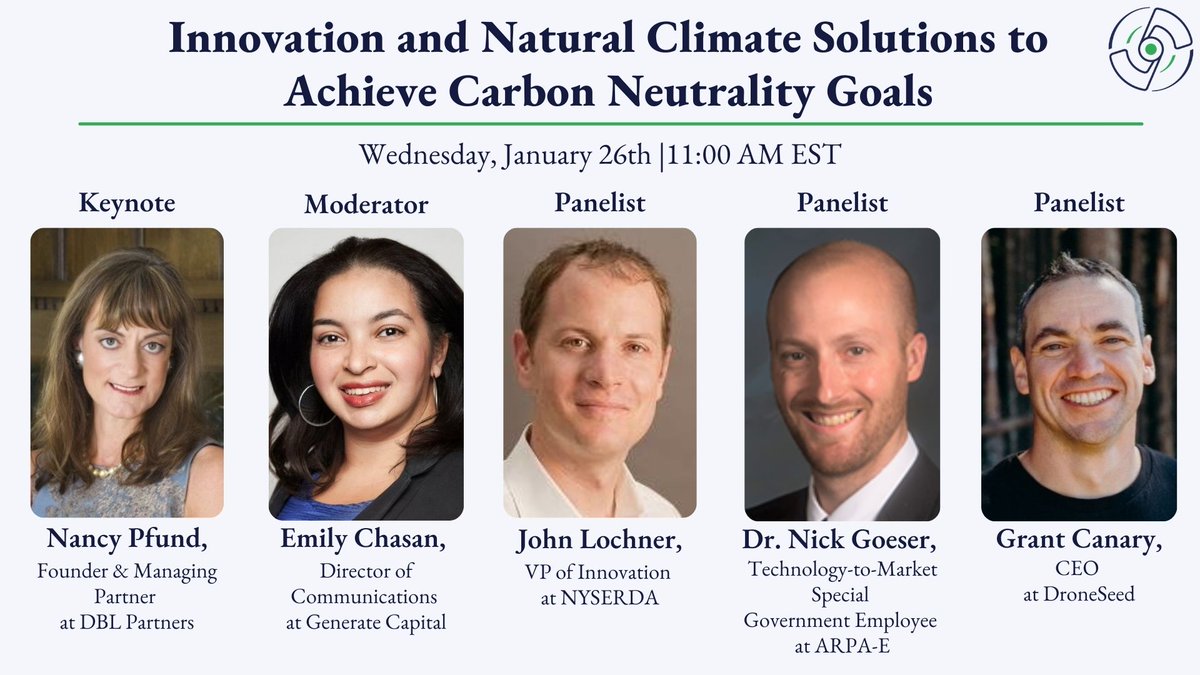 On 1/26 @ 11 AM EST Dynamo Energy Hub &amp; <a href="/NYSERDA/">NYS Energy Research and Development Authority</a> are co-hosting an event on Innovation and Natural Climate Solutions.

Be sure to register today to hear our amazing line up of speakers: <a href="/NancyPfundDBL/">Nancy Pfund</a> <a href="/echasan/">Emily Chasan</a> <a href="/GrantCanary/">Grant Canary</a> <a href="/njgoeser/">Nick Goeser</a> <a href="/NYSERDA/">NYS Energy Research and Development Authority</a> 

us02web.zoom.us/webinar/regist…