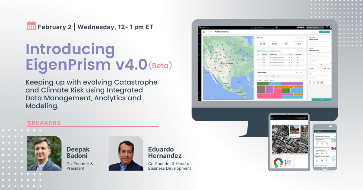 eigenrisk's tweet photo. Upcoming #Webinar
Join us on February 2nd for a live Q&amp;A Session. We'll address some of the frequently asked questions from our clients over the past few years, which led us to completely revamp our application in our exciting new EigenPrism 4.0

https://t.co/yD4uLfsHwW https://t.co/TZenggdefQ