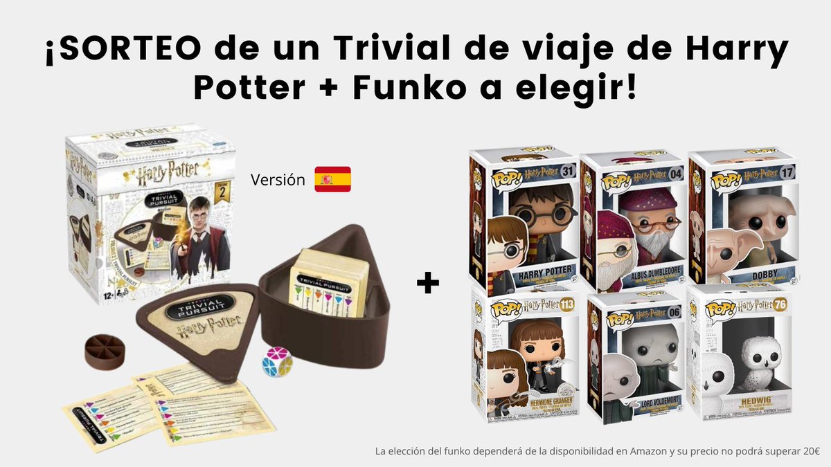 ¡Sorteo de un Trivial de viaje Harry Potter + Funko a elegir!

Para participar solo dos pasos:

🔄 RT este tweet
✅ Seguir a <a href="/fastlovestudios/">Fastlove Studios</a>

⏰  Ganadores: 31 de Enero

#Colaboración ¡Mucha suerte!